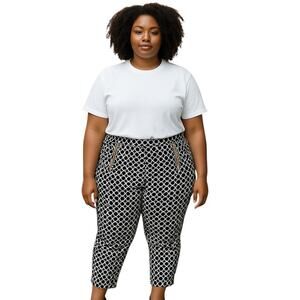 Last Exit Women's Cropped Pants Geometric Pattern Double Zipper 
Front Size 3x